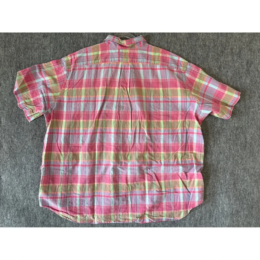 Polo Ralph Lauren Mens 3XB Pink Plaid Authentic Indian Madras Short Sleeve Shirt